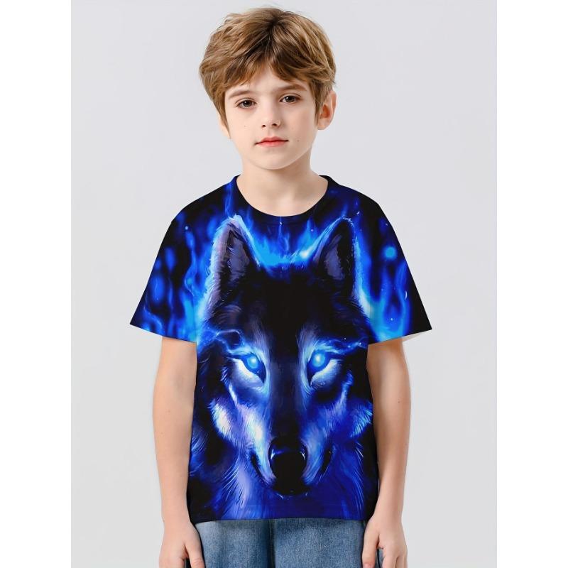 Summer Round Neck 3D Animal Pattern Printed Top Fashionable Casual Short Sleeved Children's Boy T-shirts