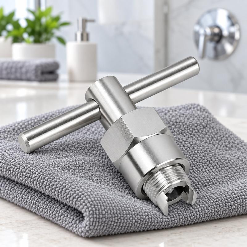 Faucet Cartridge Puller Removal Tool with Crossbar Grip for Manual Turning, Metal Body, Two-Prong, 104421 for Bathroom Service and Repair Tasks
