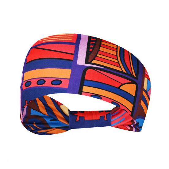 Women Wide Boho Print Headband Yoga Workout Knotted Stretch Sports Hairband Vintage Ethnic African Head Wrap