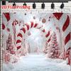 Christmas Candy Candle Forest Background Tapestry, 2D Flat-printed Winter Festival Wall Decoration
