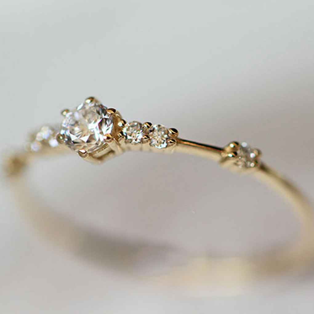 Vintage Kristall Verlobungs Ehering Damen Schmuck Größe 5/11