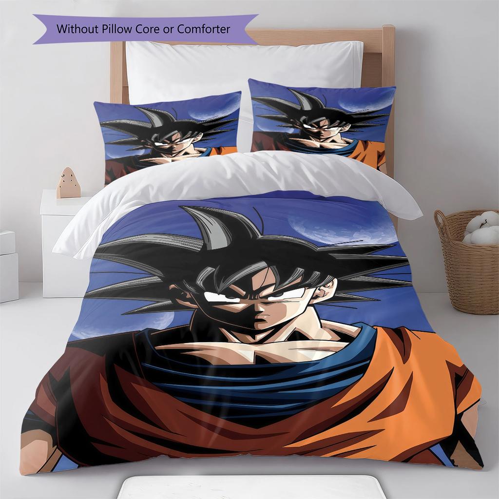 DRAGON BALL Pattern Bedding,Quilt Set Quilt Cover Pillowcase Home Birthday Gift (1 * Duvet Cover + 2 * Pillowcase, Without Core)