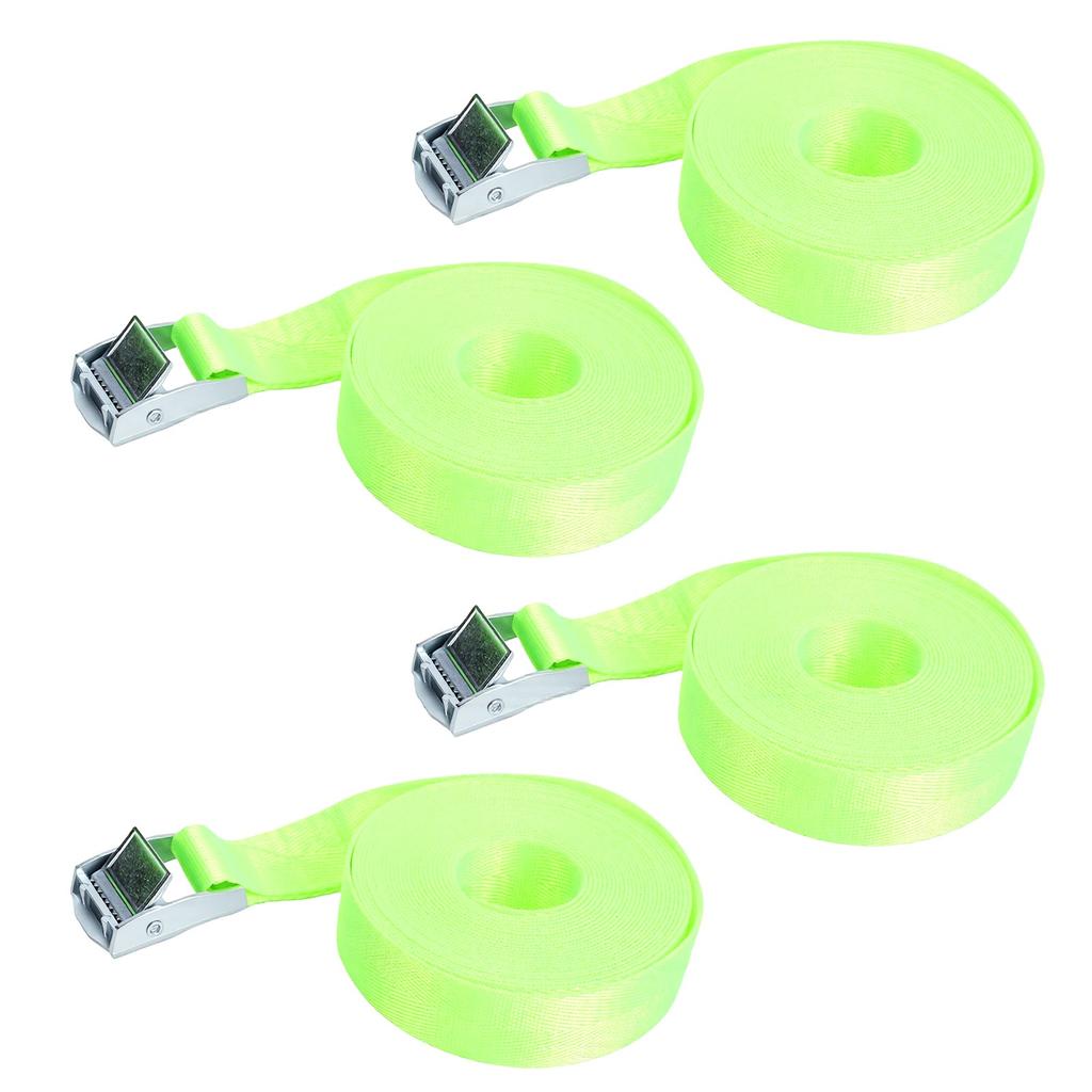 4 Pcs Ratchet Tie Down Strap 16.4ft 551 Lb Safe Working Load Heavy Duty Lashing Straps for Cargo Fluorescent Green