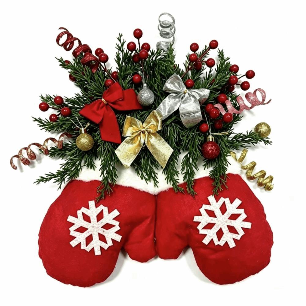 Artificial Wreath Christmas Wreath Glove Shape Christmas Garland Christmas Door Wreath Gate