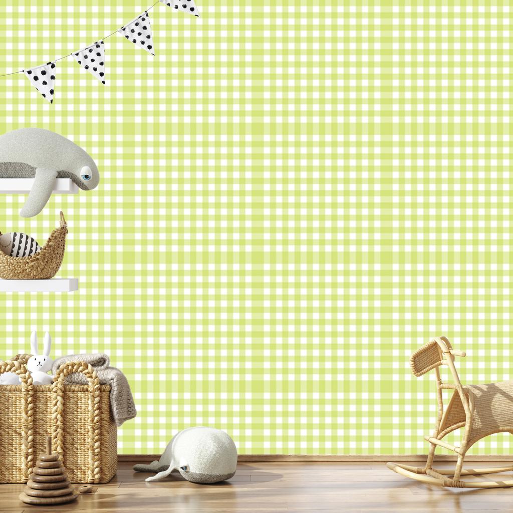 Wallpaper Fabric Pattern Cream and Lime for Living Room and Bedroom 50x1000
