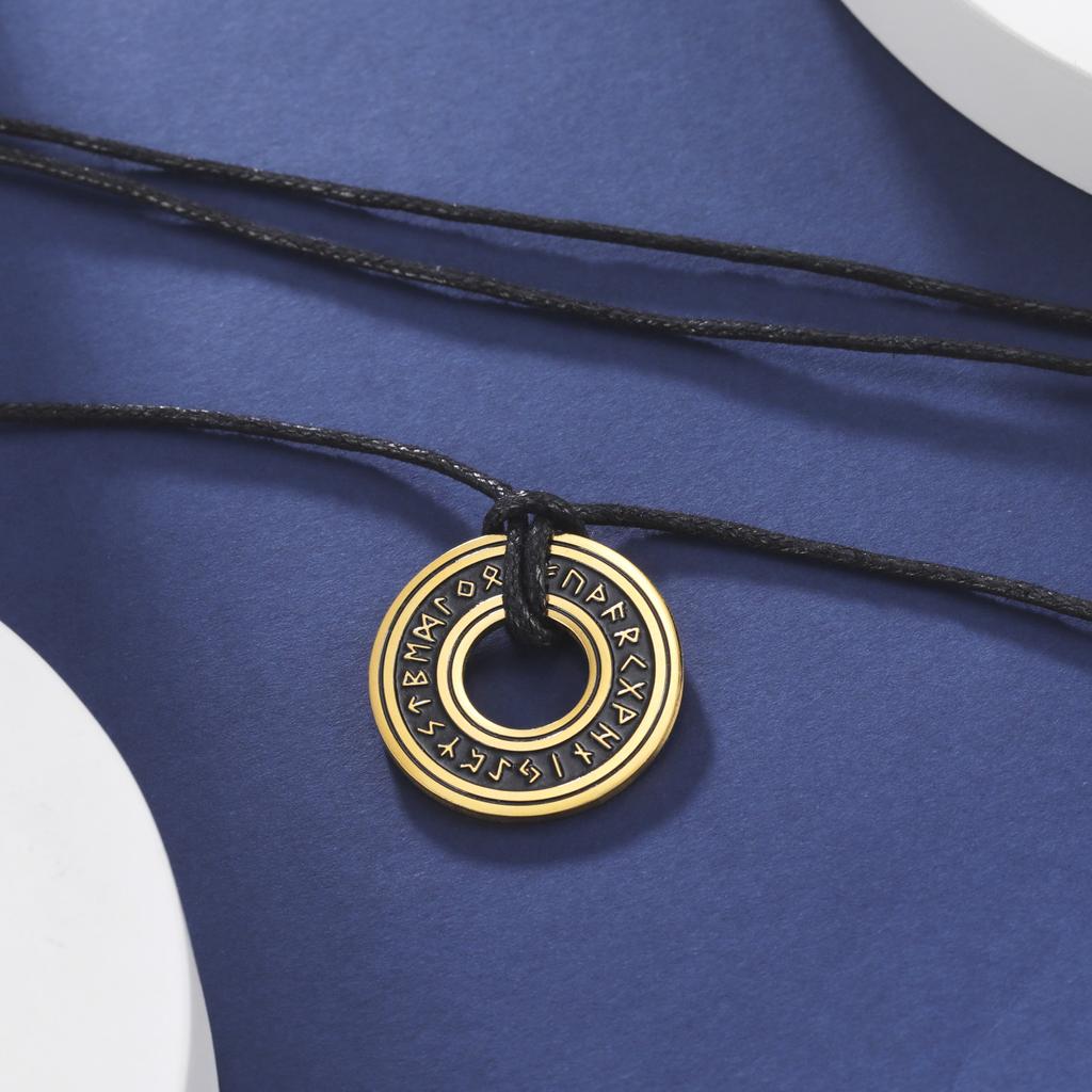 Vintage Nordic Rune Necklace for Men Stainless Steel Viking Pagan Elder Talisman Pendant Amulet Jewelry Gift