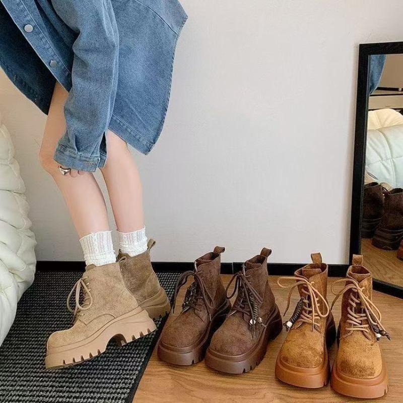 Small Height Increase Casual Women's Boots Retro Thick-soled Martin Boots Women's Autumn New Temperament Versatile Short Boots