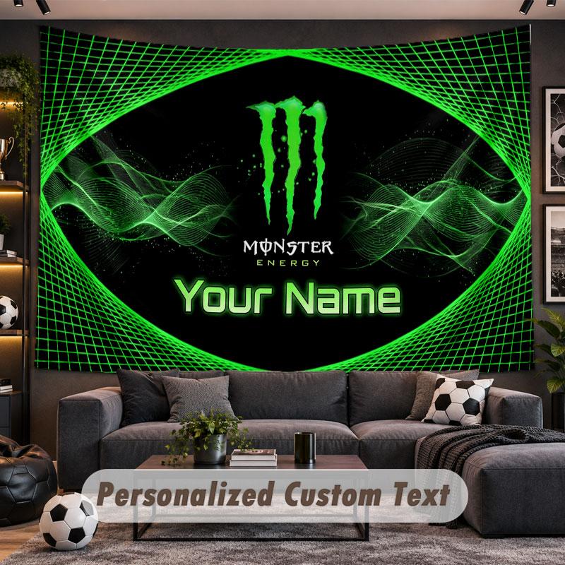 Wall Hanging Tapestry Custom NameMonster Energy Pattern Personalized Printed Fabric Wall Decor