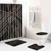 Retro Geometric Bathroom Four-Piece Waterproof Shower Curtain Bedroom Non-Slip Carpet Floor Mat Door Mat