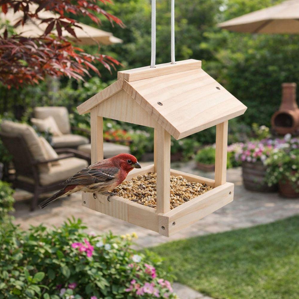 Rustic Hummingbird Feeders Wooden Hanging Birdhouse Pet Supplies Open Bird Feeder  Balcony