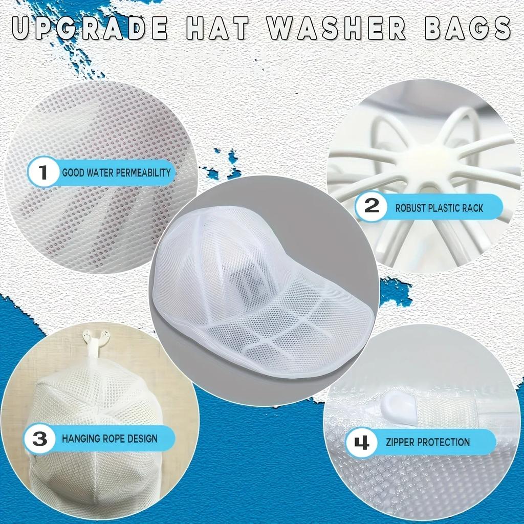 2pcs Hat cleaner cage for washing machine, hat cleaner with mesh bag, hat cleaner for baseball cap