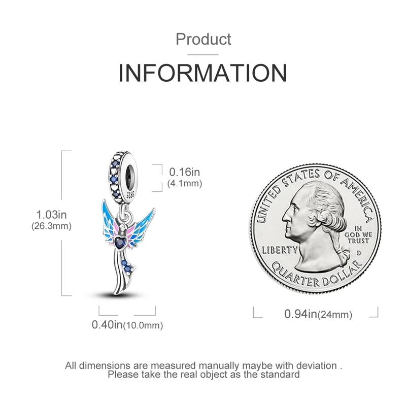 Charms Platablue Pink Angelic Heart-Shaped Beads Fit Originalbracelets Charms For Women Jewelry Diy Making Gifts