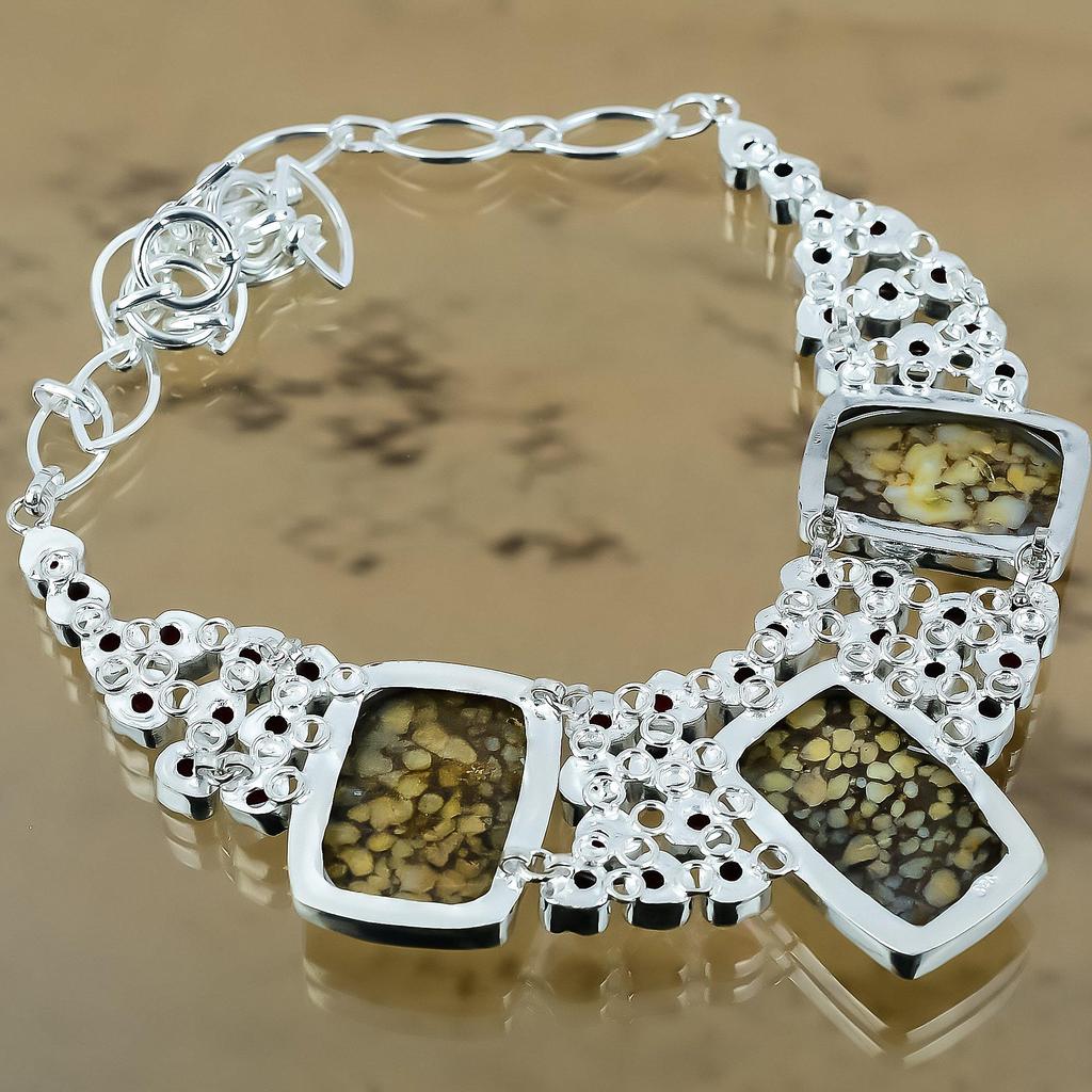 Gift For Women Chain Adjustable Necklace 925 Silver Natural Cobra Jasper