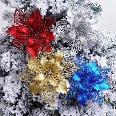 5/10Pcs Christmas Decoration Artificial Flowers Hanging Christmas Tree Pendant for Home Decor Party New Year Ornament Accessory