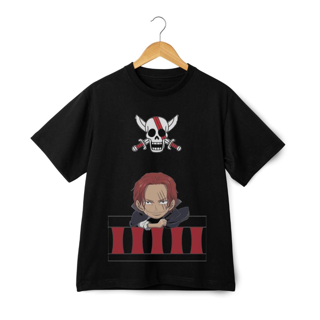 One Piece Shanks Pirate Emblem T-Shirt Mens Womens Tees Top - Cool Anime Manga Streetwear Tee S