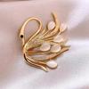 Luxury Opal Swan Brooch High-grade Women's Corsage Pin Design Sense Of Niche Clothing Accessories To Prevent Exposure