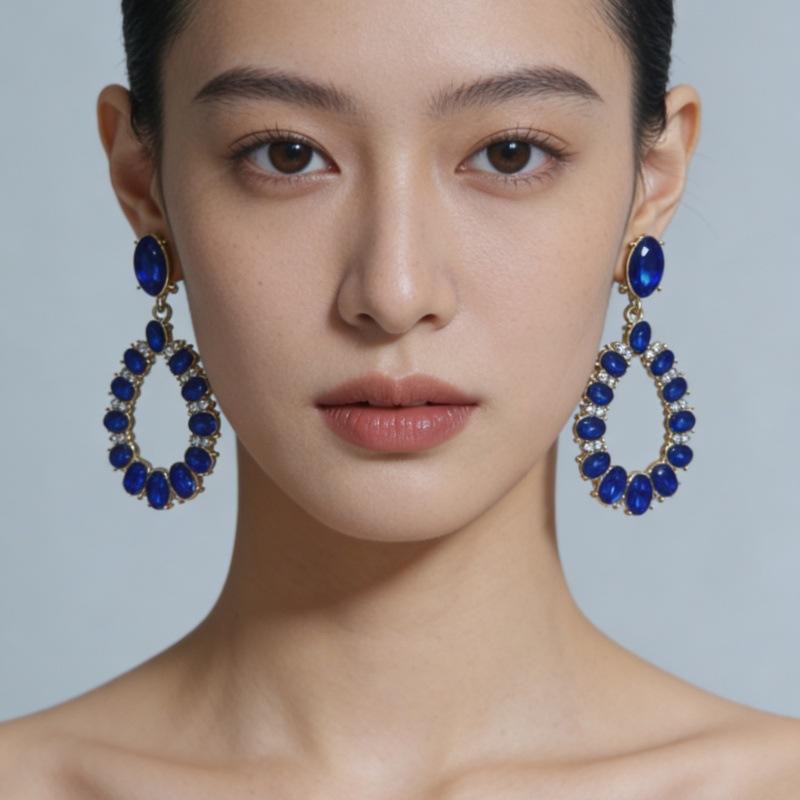 European and American Personality Diamond-set Super Flash Exaggerated Pendant Earrings Women's Design Sense Fashion Light Luxury Hot-selling Earrings