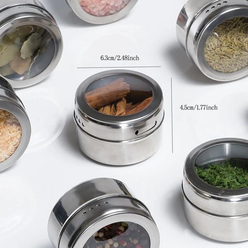 1PC-Magnetic Spice Jar Set Stainless Steel Spice Tins Spice Storage Container Pepper Seasoning Sprays Tools