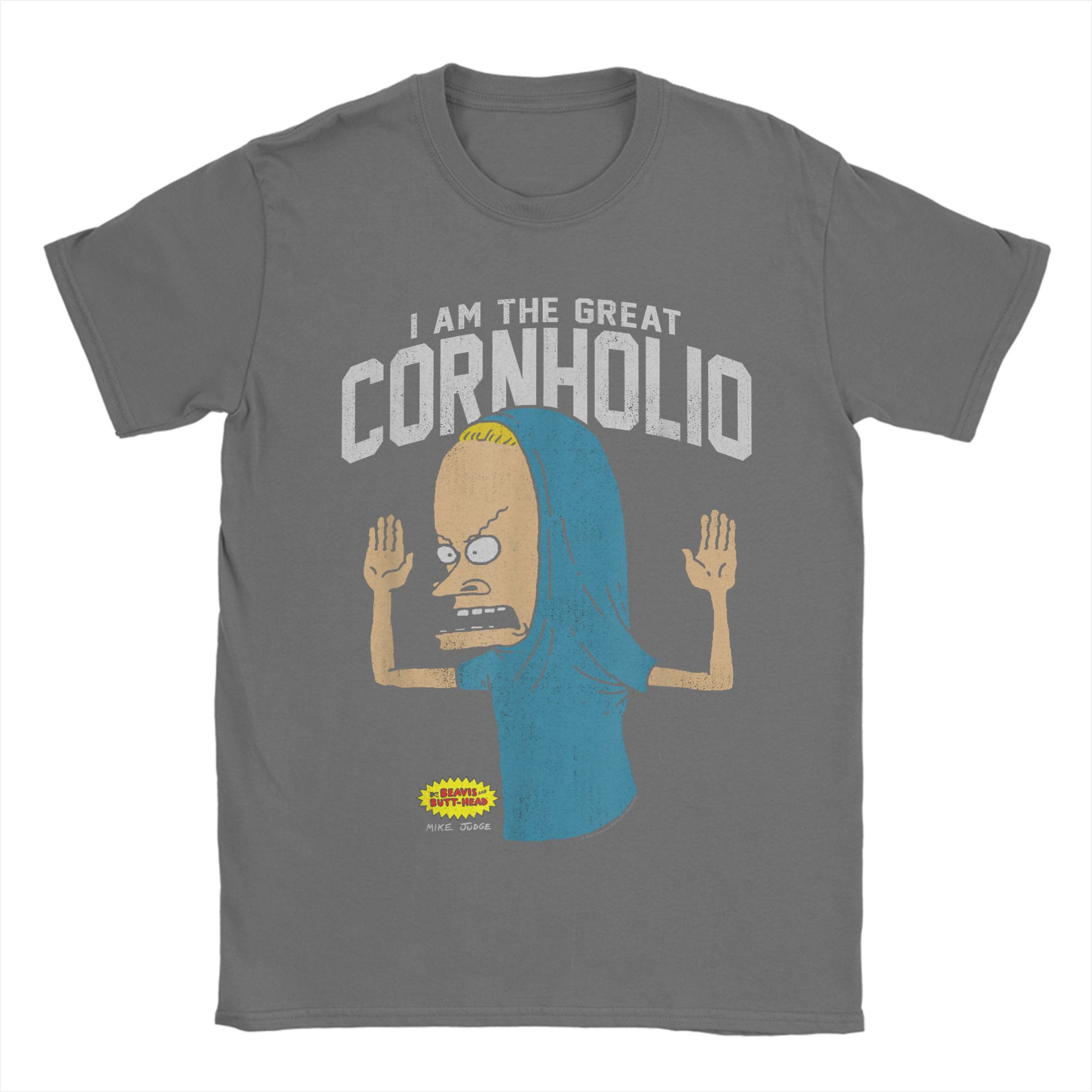 XIXI Fashion Heren T-shirts Beavis and Butt-Head Ik ben de Grote Cornholio Unieke 100% Katoenen T-shirts Korte Mouw T-shirts O-Hals Kleding Volwassene L