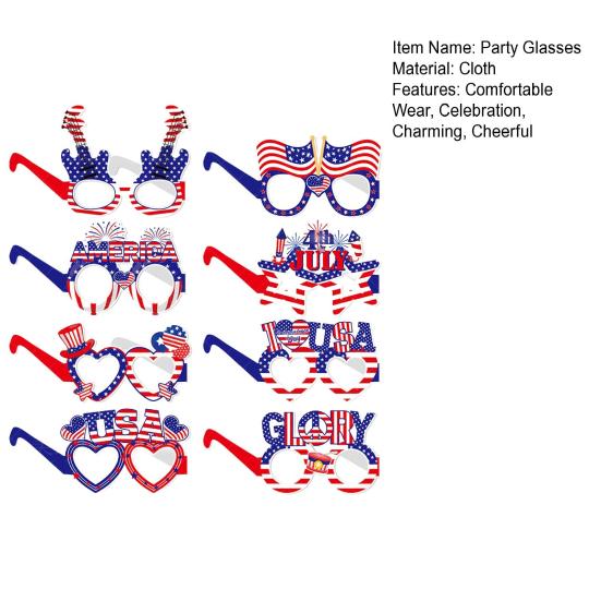 8 Pcs 4th of July Glasses American Flag Patriotic Party Eyeglasses