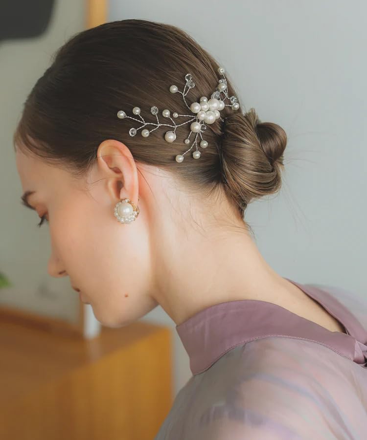 Pearl Bijou Hair Cute CMT40260 [MORE AUNI] Accessories, Clips, Pins, Combs, Headpiece, Wedding, Reception, After-Party, 1.5-Party, Women's, Short,