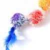 Felt Star Feather Teaser Stick Colorful Soft Hairball Star Cat Teaser Stick for Home Blue
