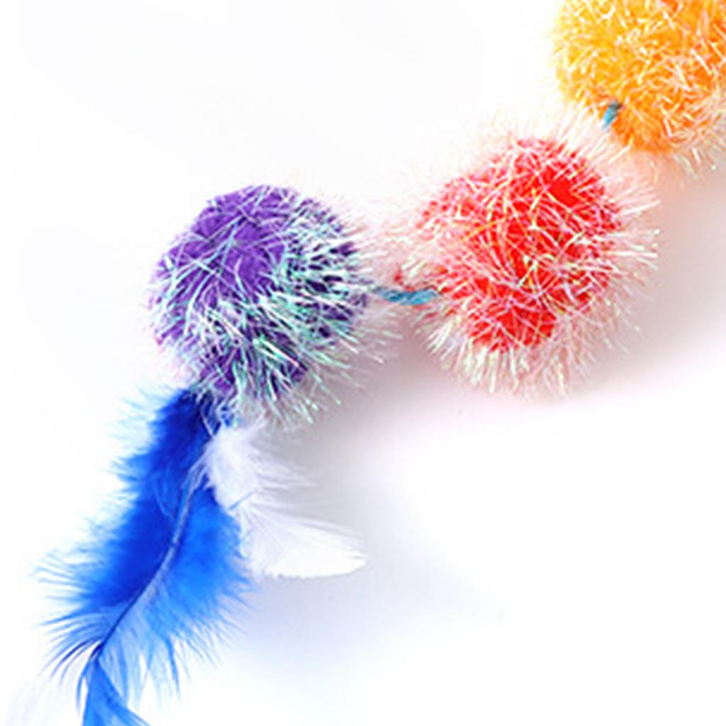 Felt Star Feather Teaser Stick Colorful Soft Hairball Star Cat Teaser Stick for Home Blue