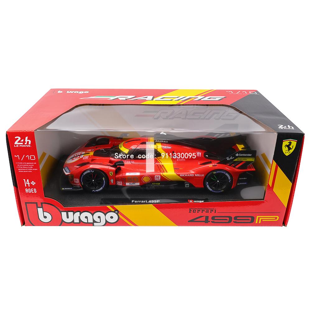 Bburago 1:18 Ferrari 499P LMH 2023 Car Model Boy Big Toy Static Die Cast Vehicles Collectible Model Car Toys