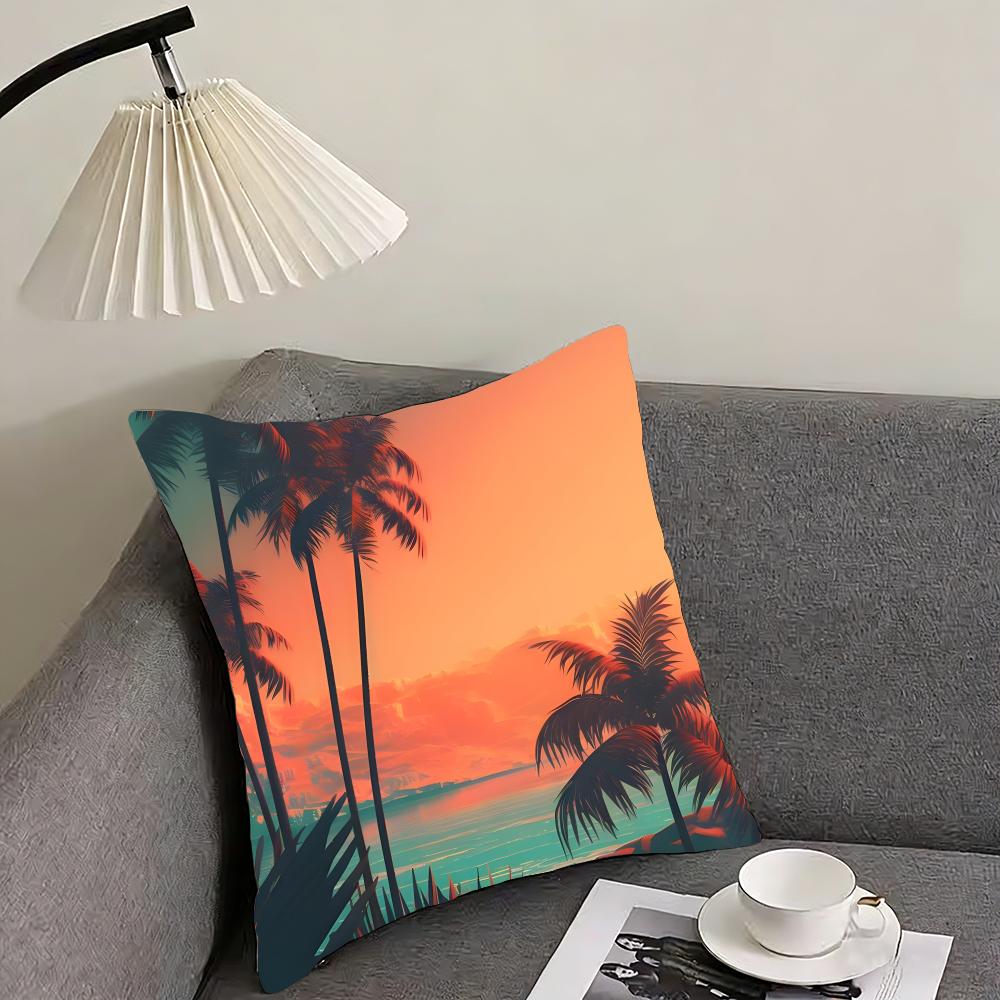 Tropical Scenery Ins Cushion Cover Pillowcase Ultra Soft Skin Friendly Fabric Cloud Like Comfort & Concealed Zipper
