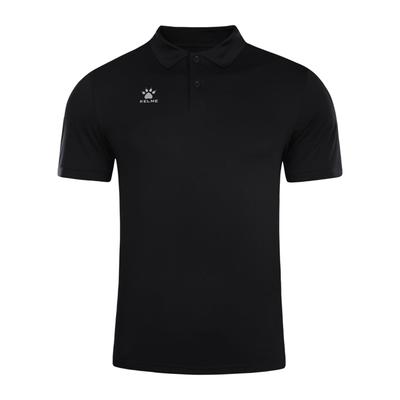 Kelme Men's Short Sleeve Polo Shirt, Moisture-Wicking, Breathable, Casual, Unisex, Summer Clothing, Short Sleeve T-Shirt (Black, Size L)