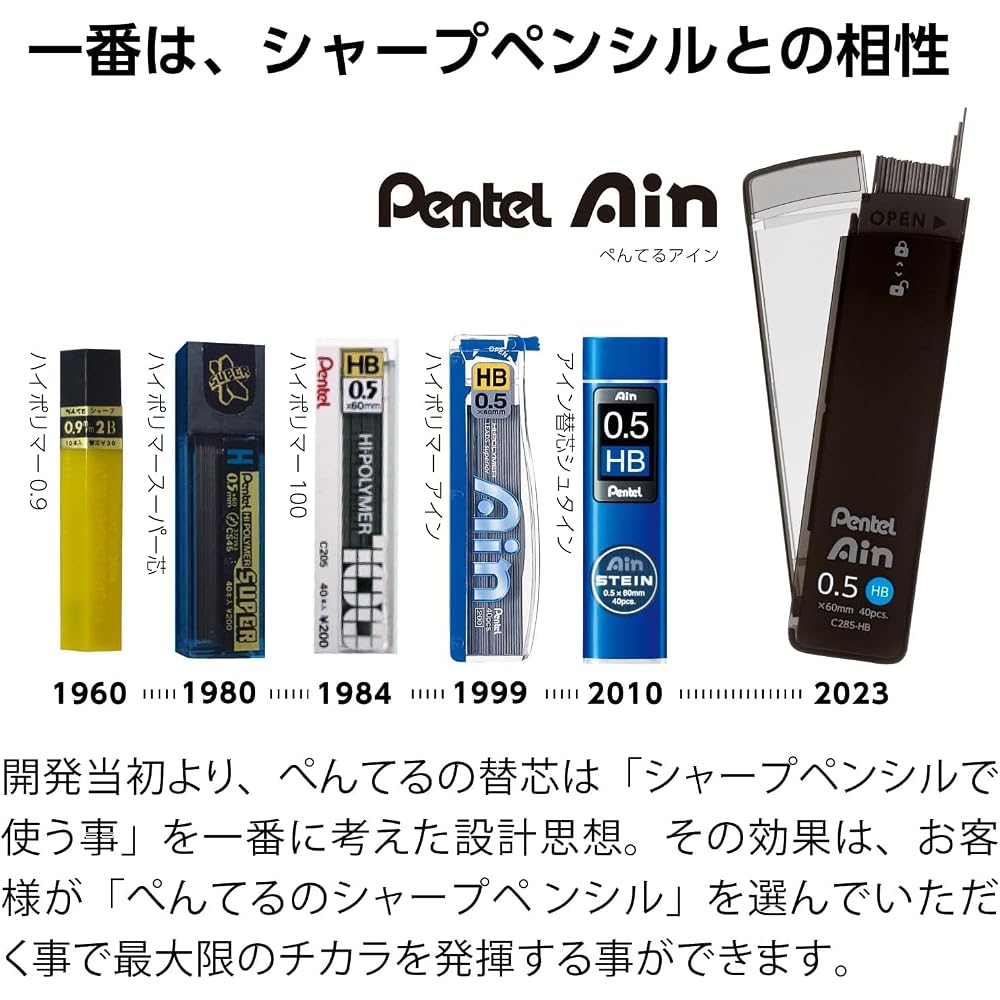 Pentel Sharp Refill Iron 0.5 B C285-B [Bulk Replacement Refill 3 Pcs] b Mechanical Pen Black Orig...