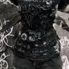 Camiseta de Manga Corta American Vintage Y2K Punk Rock con Pedrería de Cristal para Mujer Años 2000 Slim Sexy Casual Moda Ropa de Verano Ins