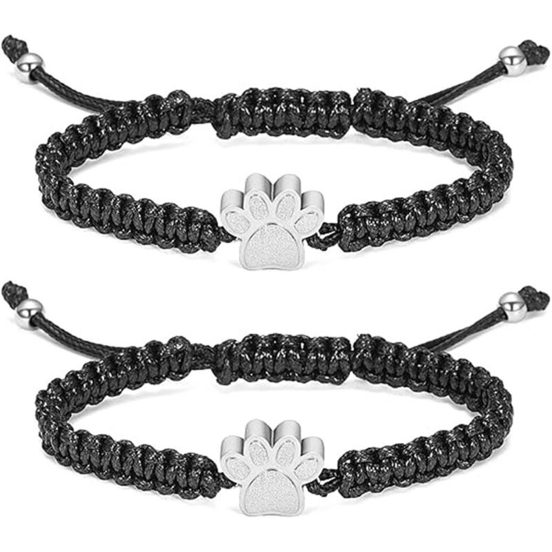 

2PCS Adjustable Pet Memorial Bracelet Steel Keepsakes Jewelry for Men and Women Unisex Designs