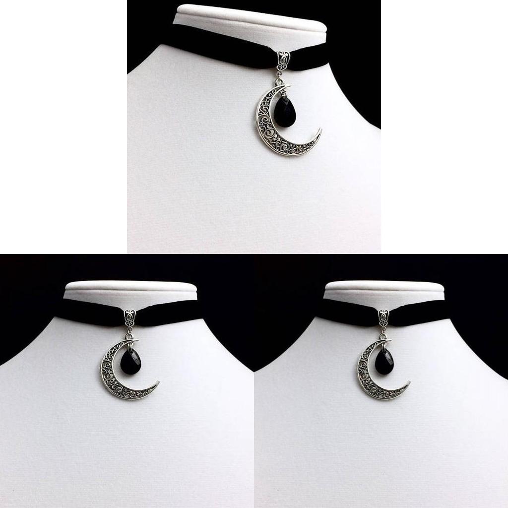 Moon Pendant Necklace With Alloy Geometric Design For Gothic Style Women