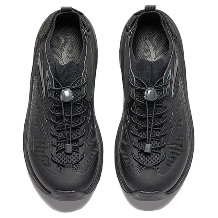 Anta Explore Fabric Synthetic Leather Comfortable Splicing Gradient Non-Slip Breathable Shock Absorbing Creek Shoes Men Shoes Black 912626602-3