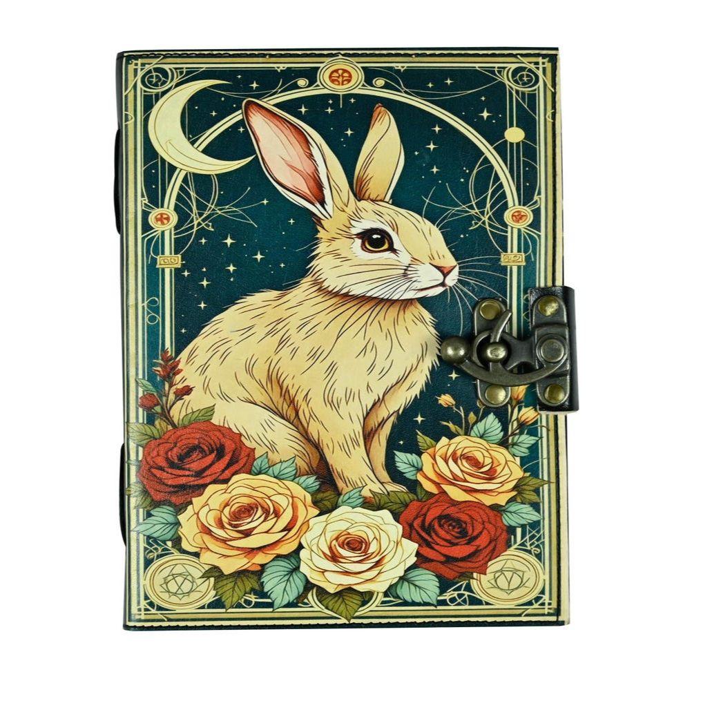 Bunny Rabbit Leather Grimoire Journal: Handmade Deckle Edge Paper