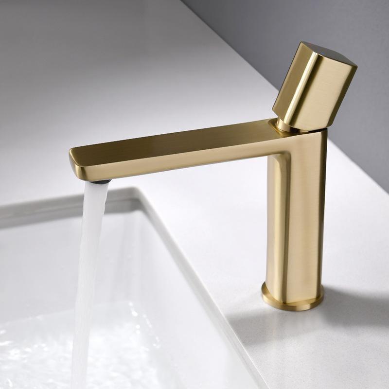 Brushed Gold Bathroom Hot And Cold Mixed Water Basin Faucet Brass Black/White Deck Installation Sink Tap Bathroom Accessories