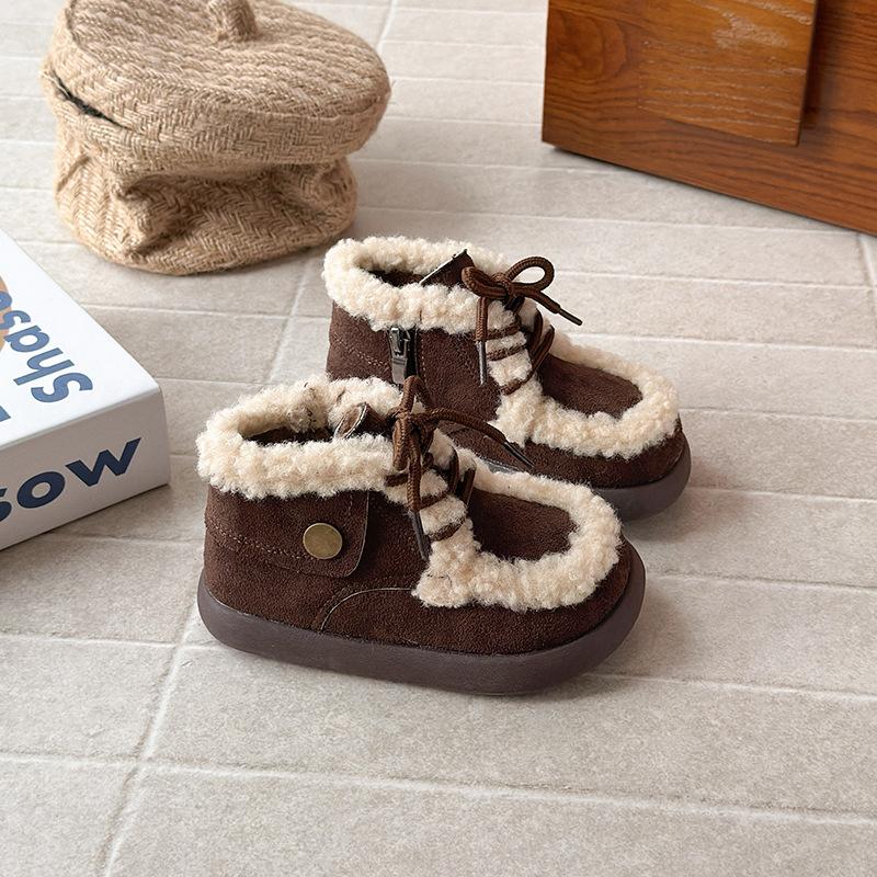 Children's boots baby cute two cotton boots winter new girls Birkenstock boots warm boys velvet short boots