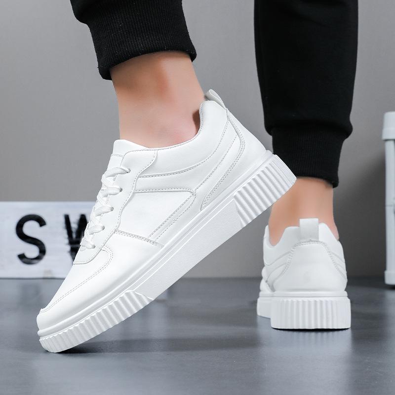 Herrvårssneakers i koreansk stil, vita: Andningsbara, Trendiga, Allround, Casualskor med tjock sula för manliga studenter