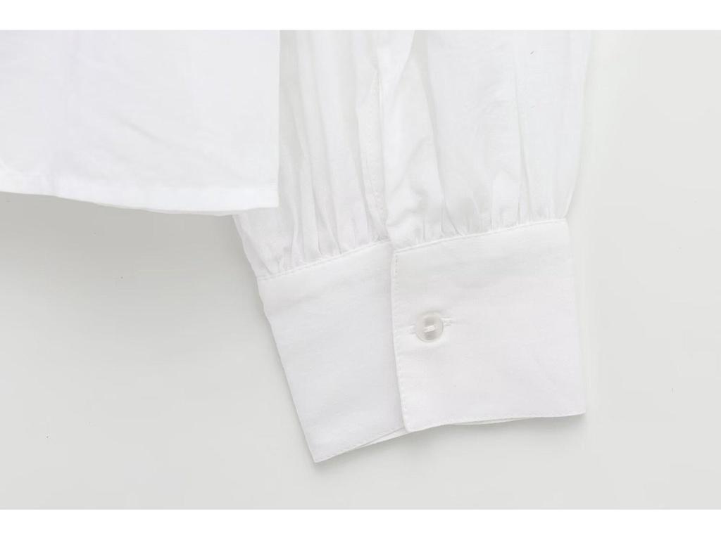 Spring 2025 Women's European and American Style Lace Pleated Shirt Top