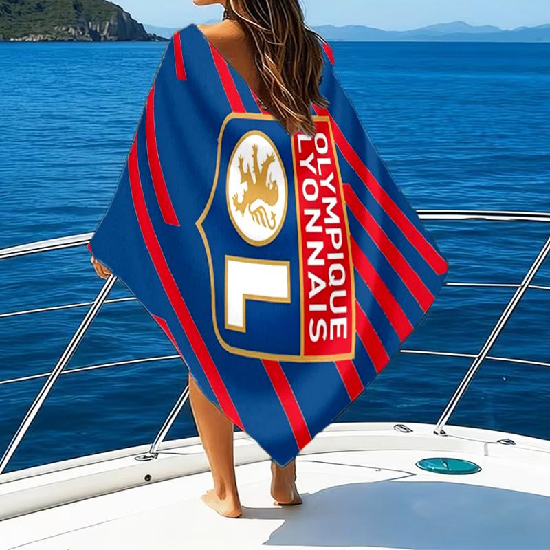 Lyonnais Football Crest Beach Towel - Soft, Absorbent Microfiber, Lightweight, Ideal for The Beach, Parties, Travel, Camping fan gifts