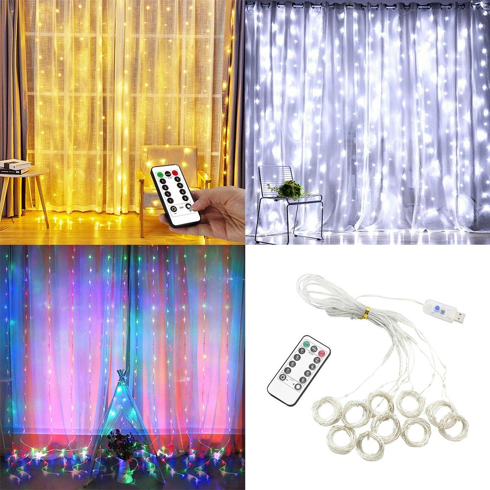 300 LED Curtain Lights String 3M*3M USB Powered Waterproof Twinkle Wall Lights