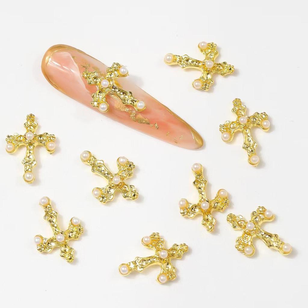 Internet Celebrity 3D Pearl & Diamond Nail Art Alloy Jewelry