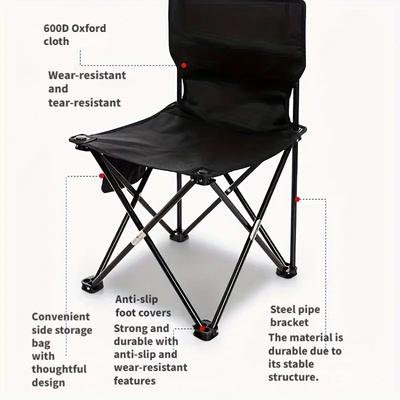 Outdoor Foldable Chair Camping Chair with Side Pocket Picnic Oxford Cloth Chairs Portable Beach Fishing Chairs Outdoor Chair