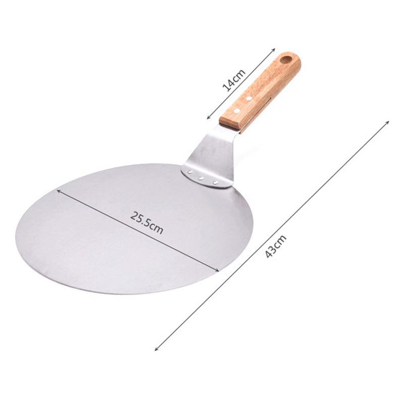 

Stainless steel pizza spatula baking tool with wooden handle, large round spatula, multifunctional cake transfer tool 10 inches