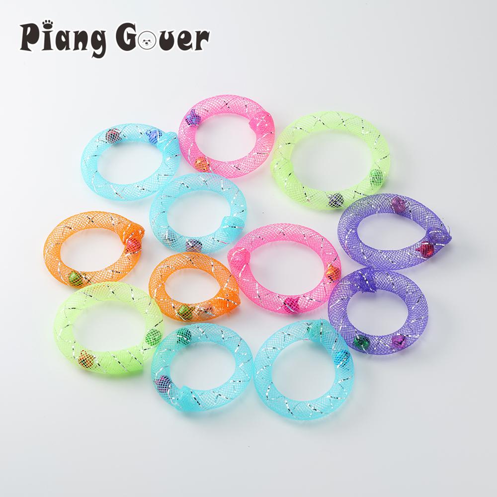 

12pcs Bell Circle Donut Small Cat Toy Interactive Grid Hose Pet Toys 12pcs
