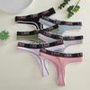 FINETOO 4PCS Women Cotton Thongs Sexy Low Waist T-Back Thongs Ribbed Comfortable Female Underwear Ladies Sexy G-String Lingerie