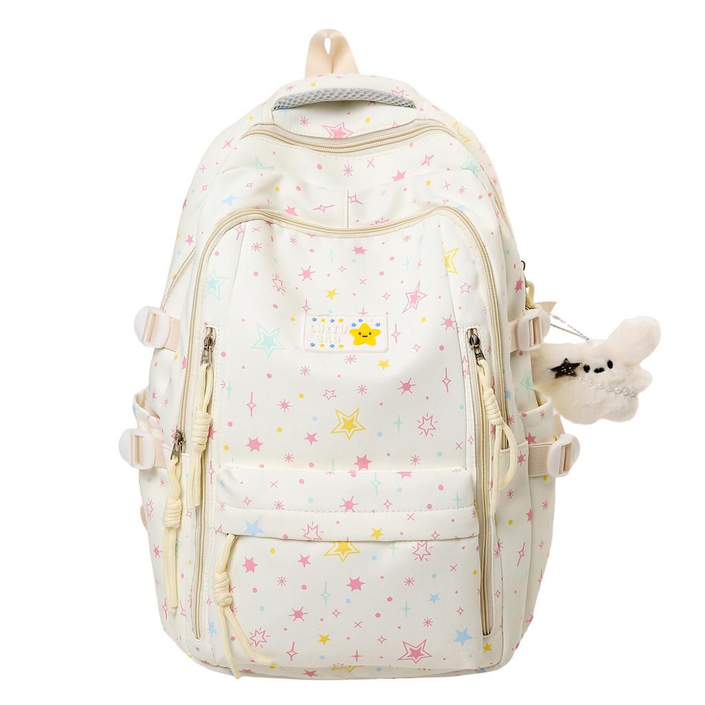 Schoolbag Wholesale Starry Sky Backpack Women's Korean Edition Large Capacity School Bag Cute Star Printing College Student Commuter Travel Backpack