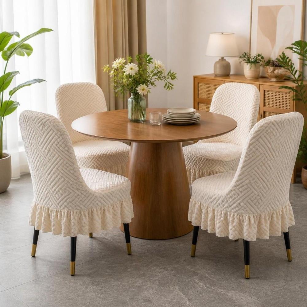 Jacquard Arc Chair Cover Elastic Chair Seat Cover New Dining Chair Cover Dining Room