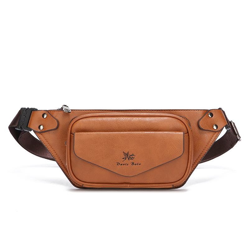 

Men s Black Leather Chest Bag Vintage Sling Crossbody Bag Stylish Casual Chest Pack for Daily Use